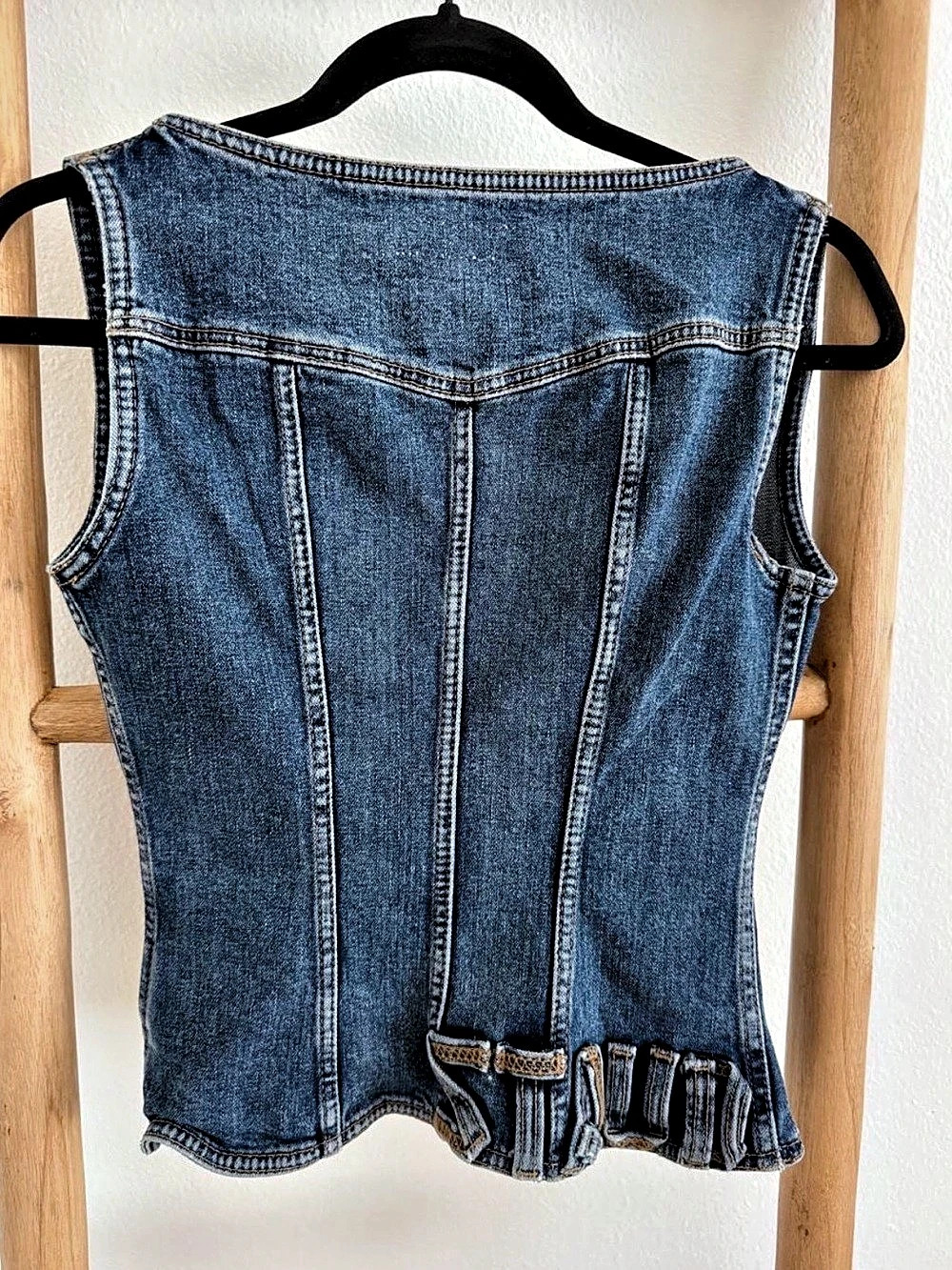 Wrangler + STAUD Women's Pleated Denim Corset Top in Blue - Picture 6 of 8
